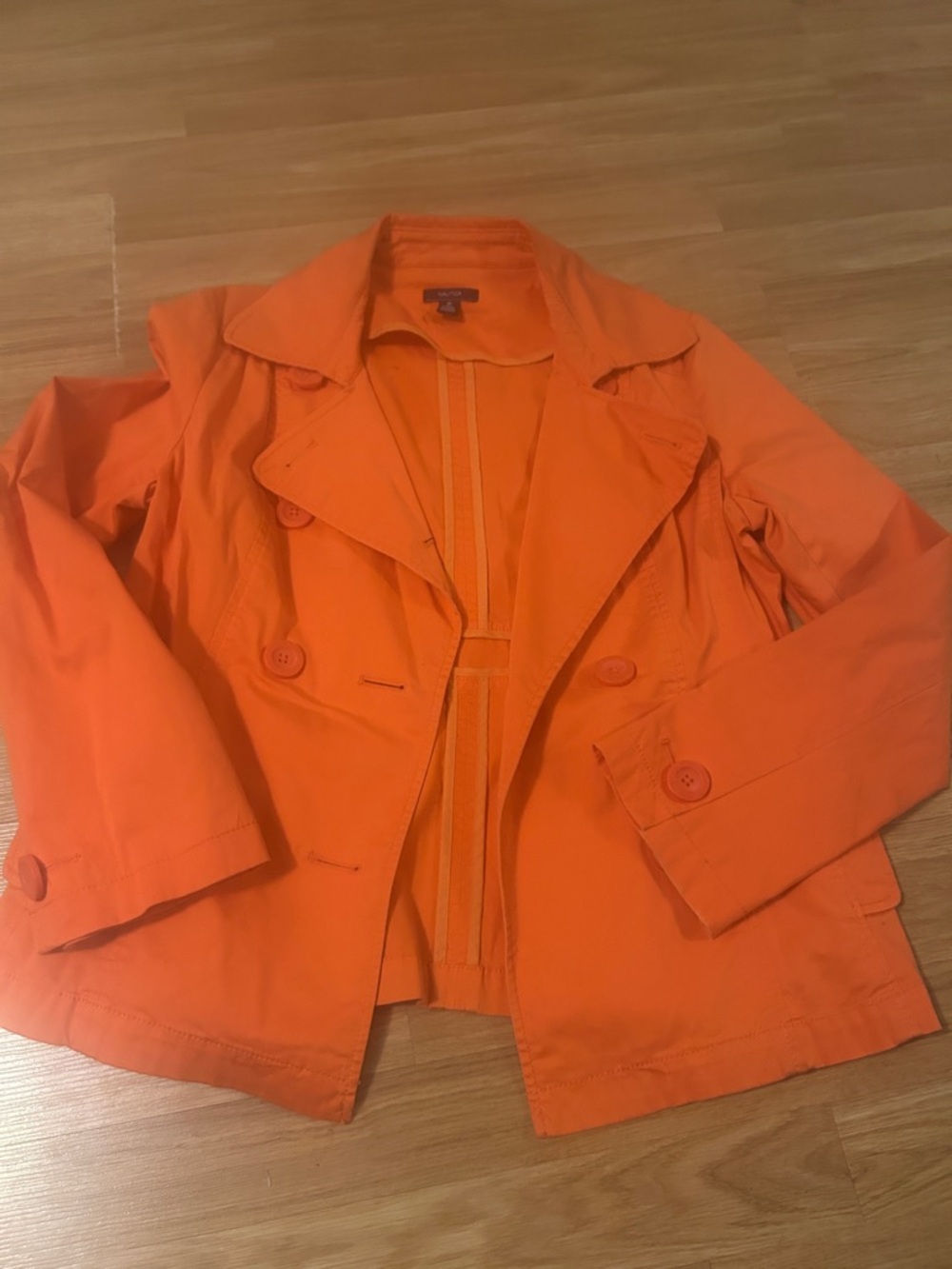 Nautica Women's Vibrant Orange Double-Breasted Trench Jacket